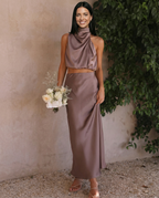 Elegante Polly twee-delige set met haltertop en maxi rok 3