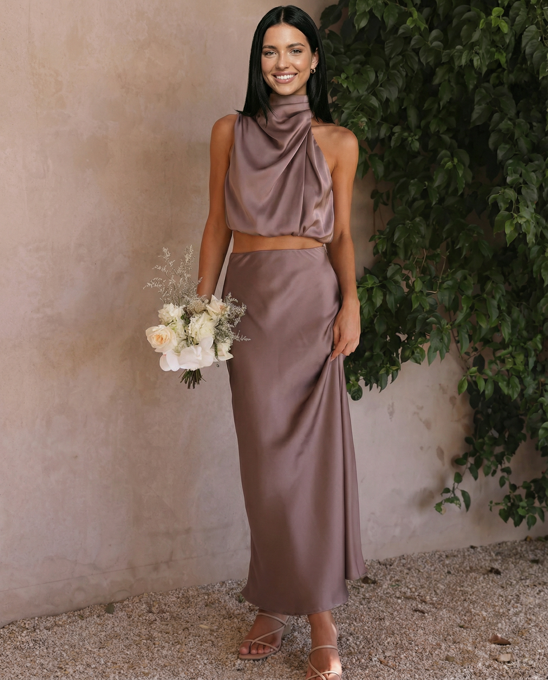 Elegante Polly twee-delige set met haltertop en maxi rok 3