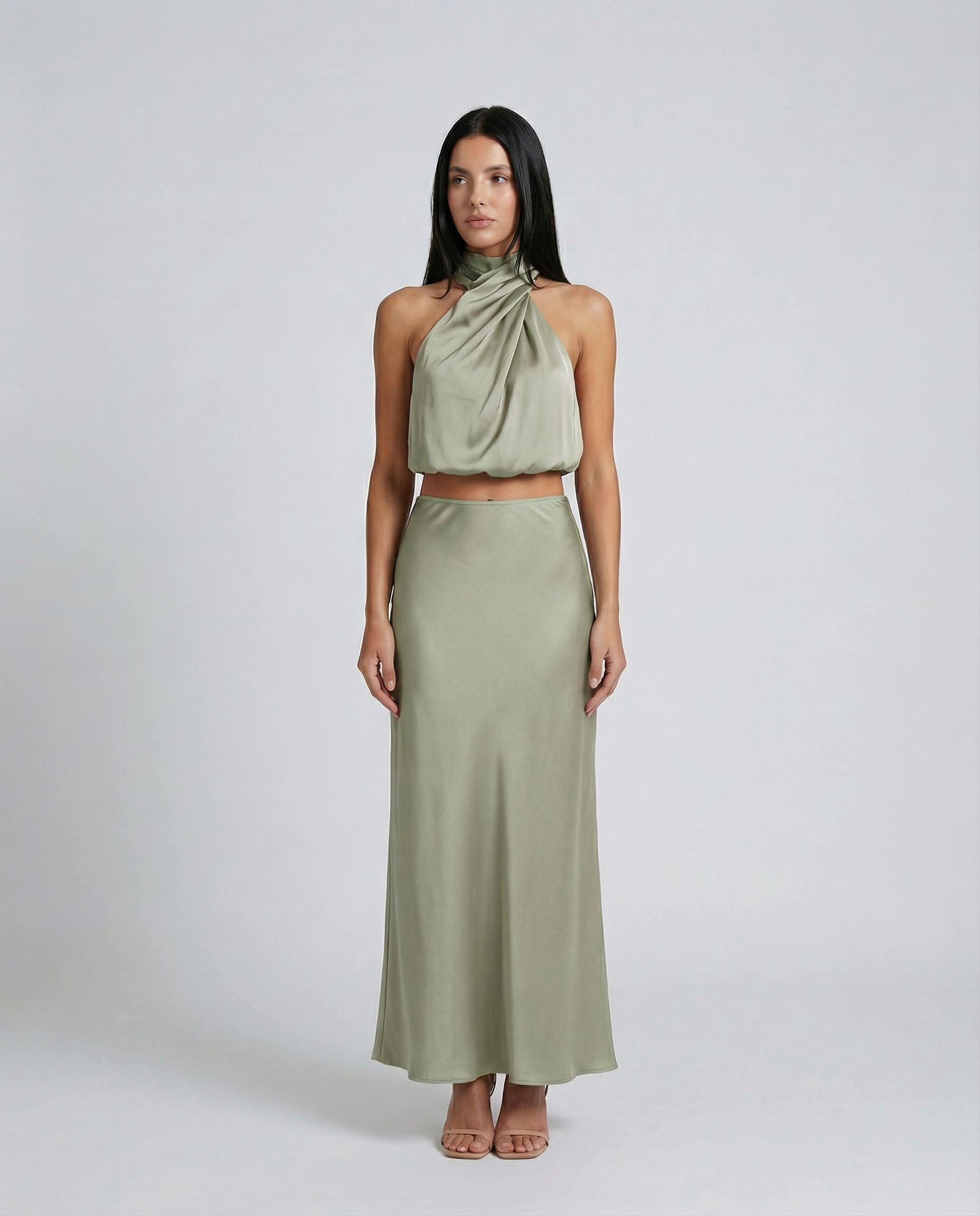 Elegante Polly twee-delige set met haltertop en maxi rok 5