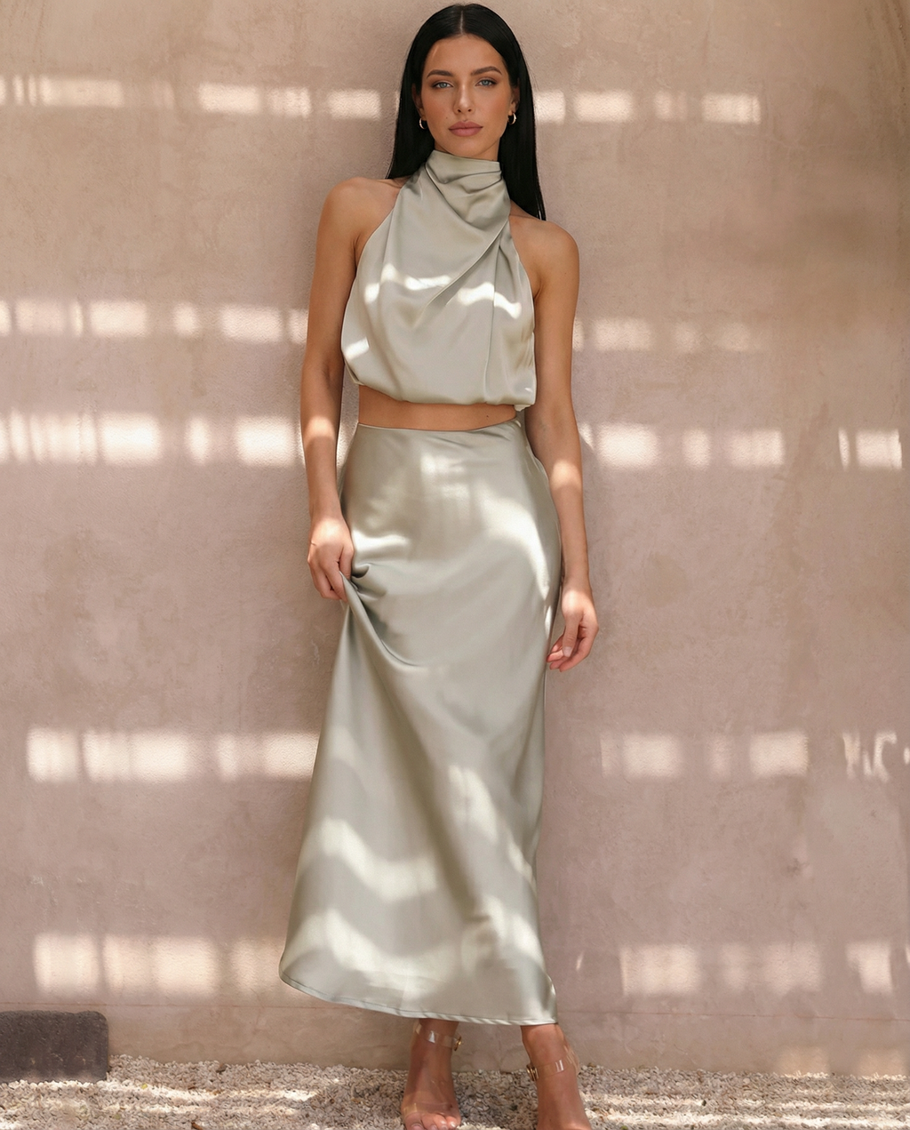 Elegante Polly twee-delige set met haltertop en maxi rok 7