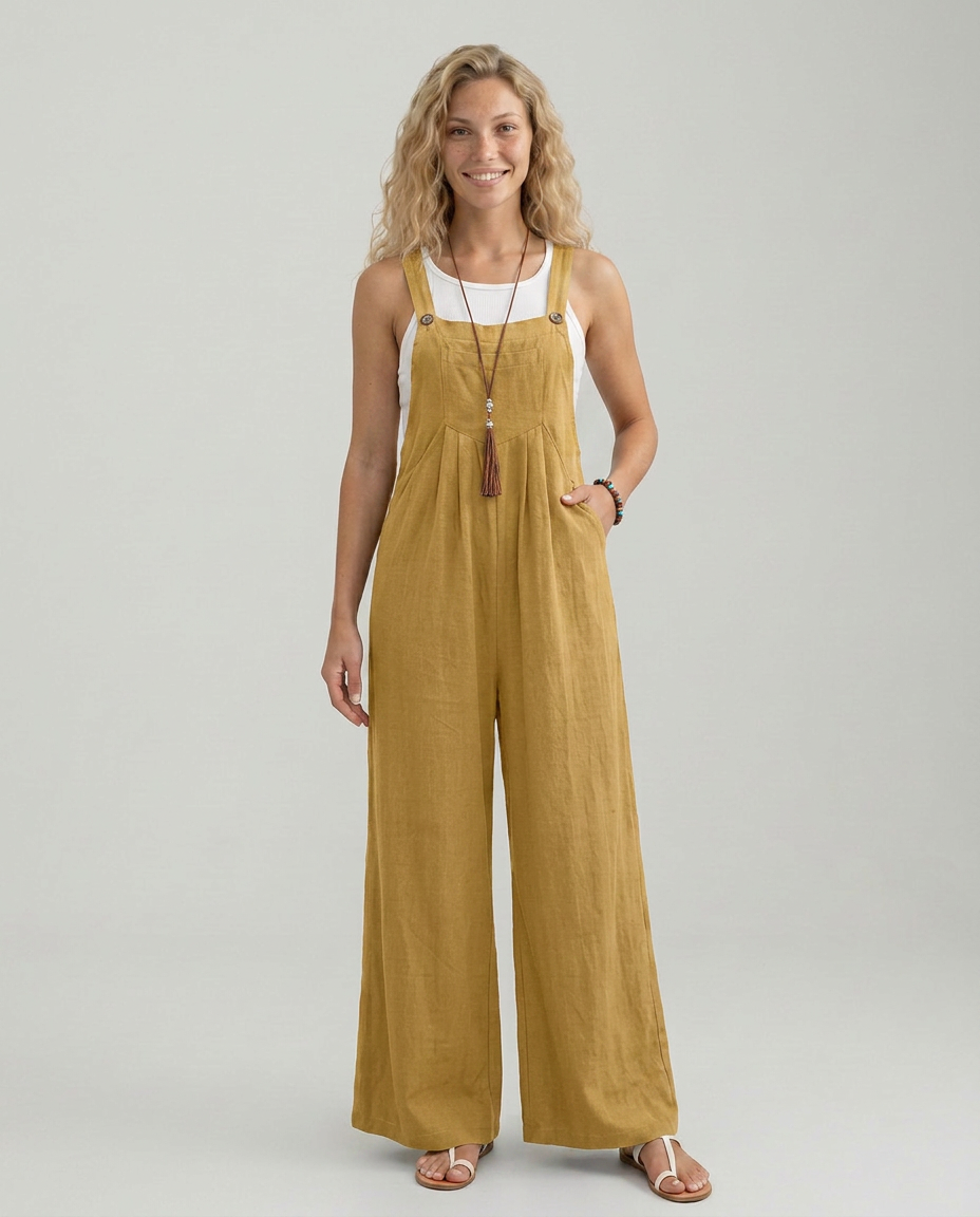 Rachel jumpsuit met wijde pijpen en verstelbare bandjes in zwart 13