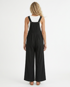 Rachel jumpsuit met wijde pijpen en verstelbare bandjes in zwart 2