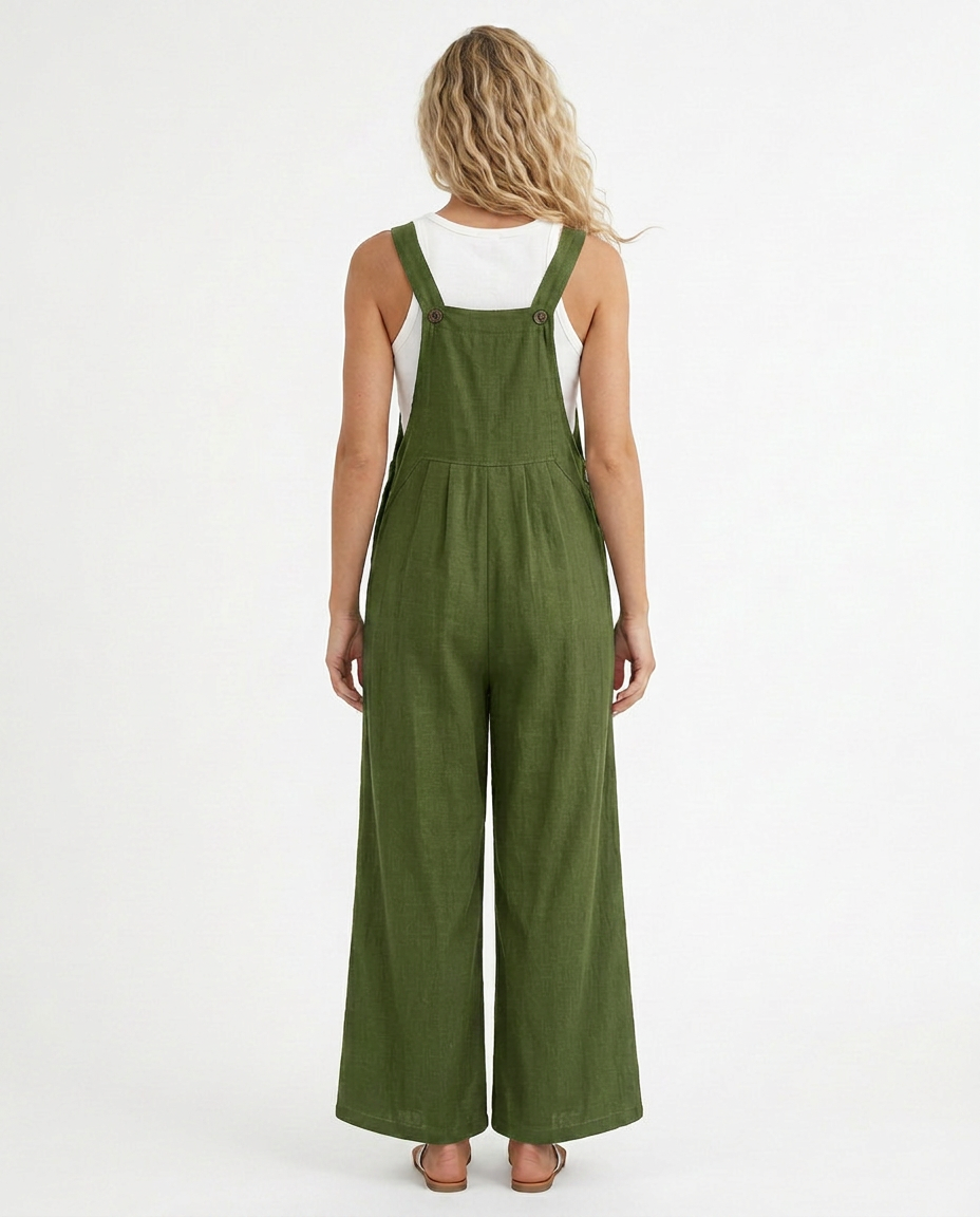Rachel jumpsuit met wijde pijpen en verstelbare bandjes in zwart 6