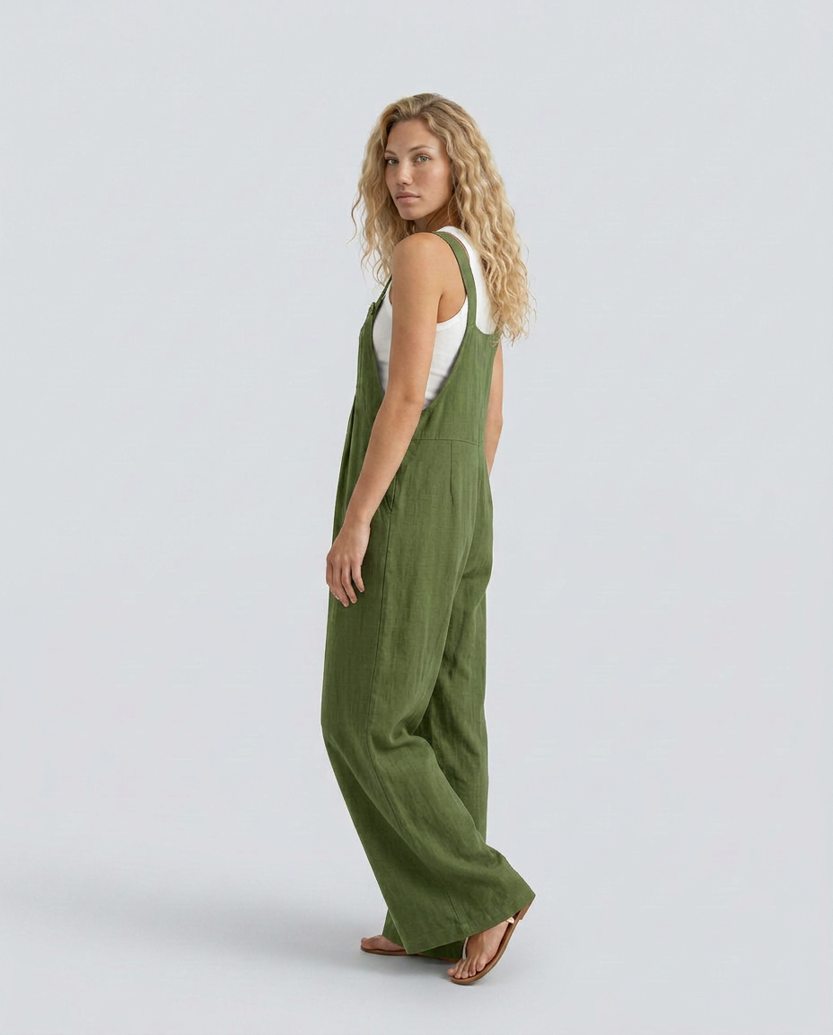 Rachel jumpsuit met wijde pijpen en verstelbare bandjes in zwart 7