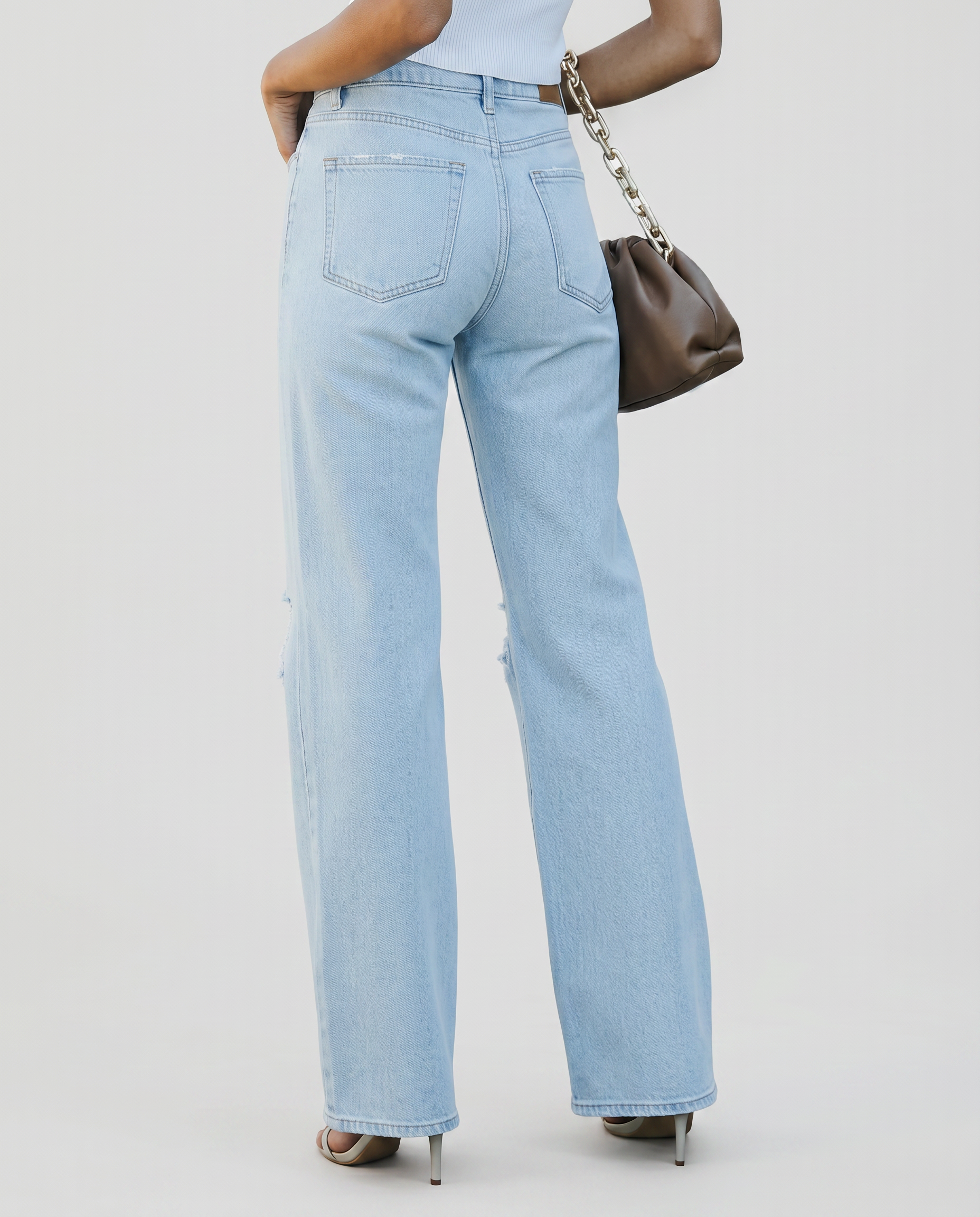 Roxie wijde jeans met versleten knieën voor een casual look. 2