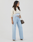 Roxie wijde jeans met versleten knieën voor een casual look. 5