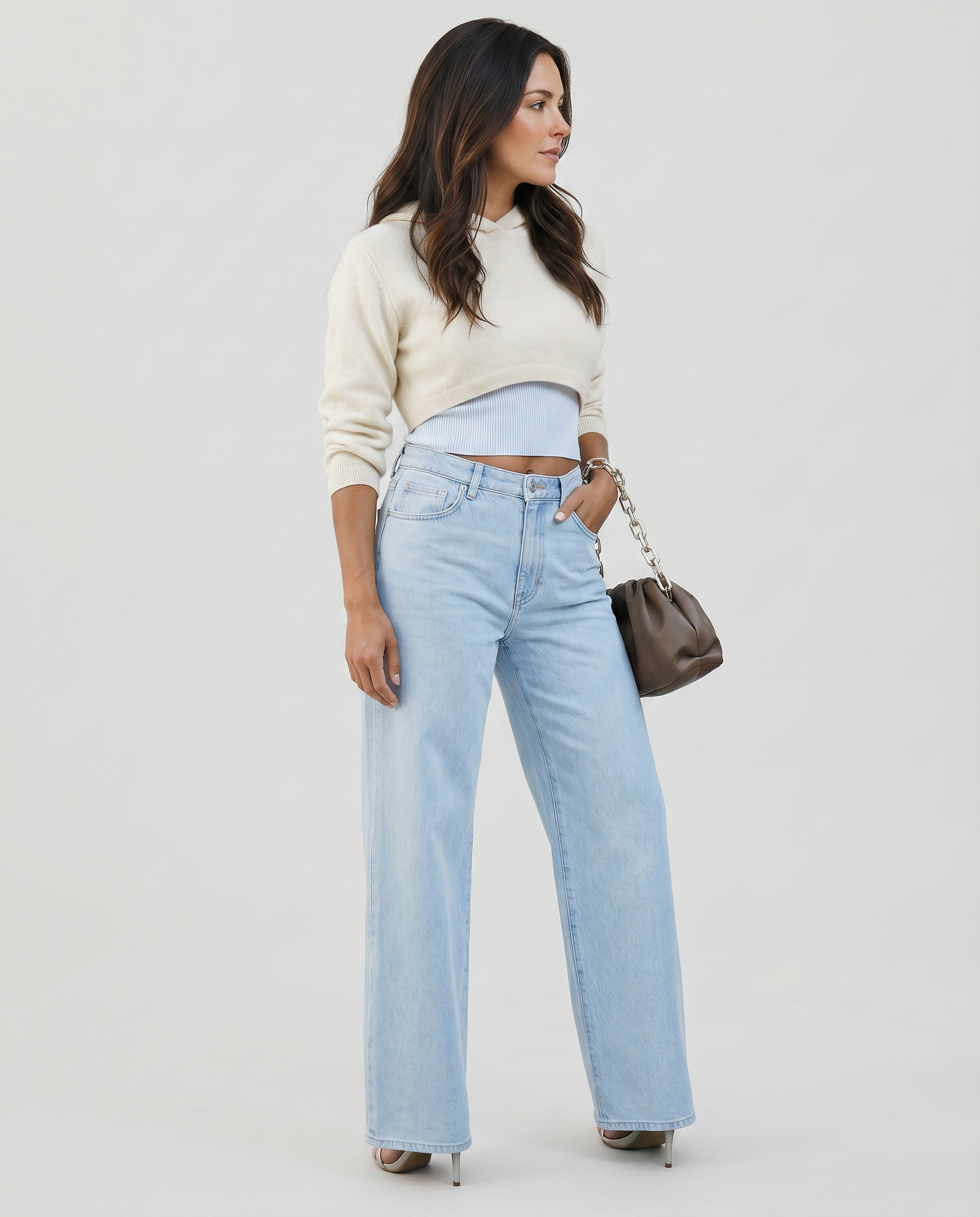 Roxie wijde jeans met versleten knieën voor een casual look. 5