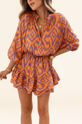 Sofia Zomer Jumpsuit in levendig oranje met lange mouwen