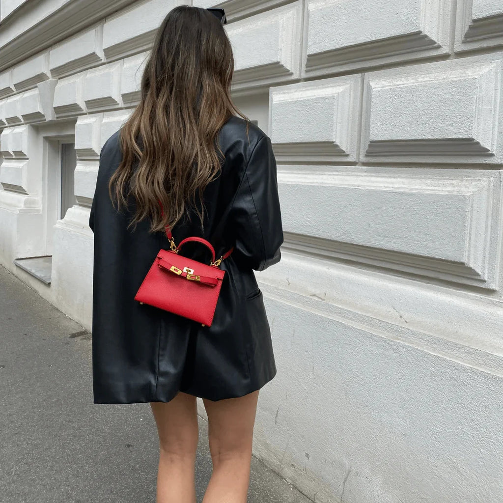 Handtas Zwart van Epsom leer, compact en stijlvol 10