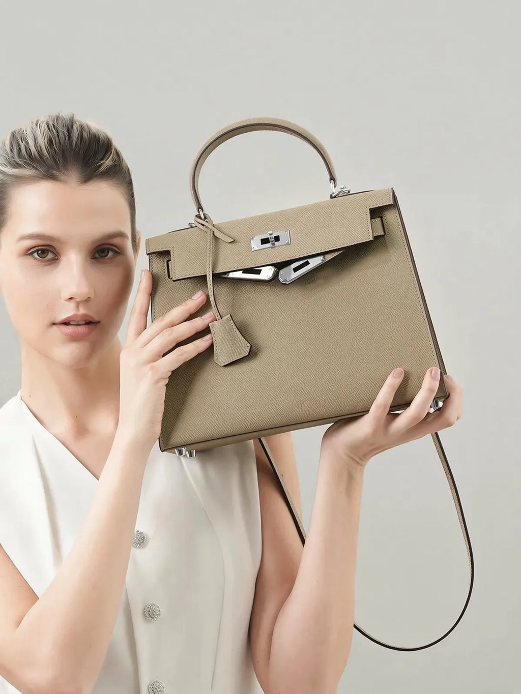 Handtas Zwart van Epsom leer, compact en stijlvol 34