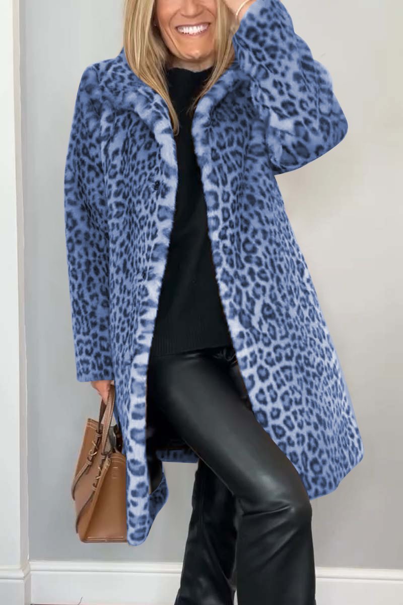 Klassieke dames winterjas met luipaardprint in stijlvol ontwerp. 6