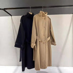 Elegante vrouwen maxi-lengte trenchcoat met hoge opstaande kraag en tailleband 4