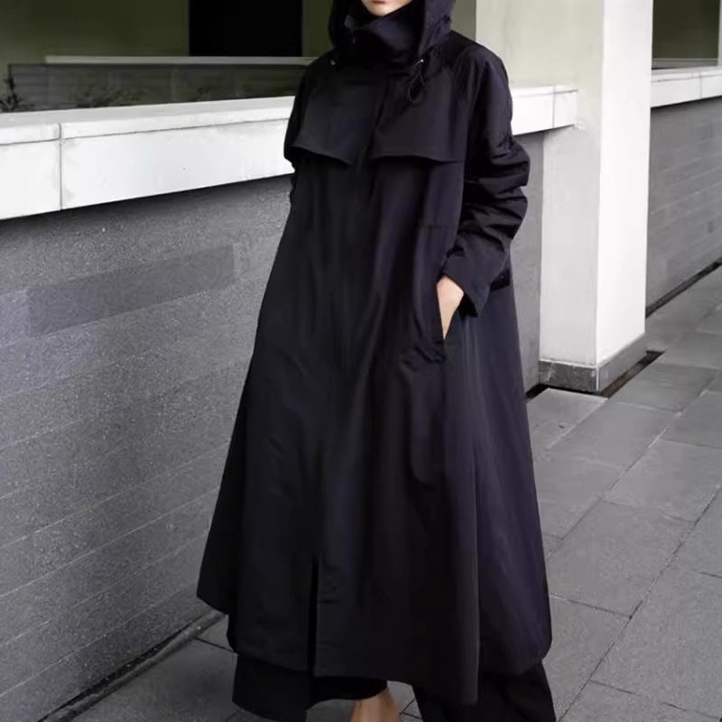 Vrouwen waterafstotende oversized regenjas met capuchon en A-lijn silhouet
