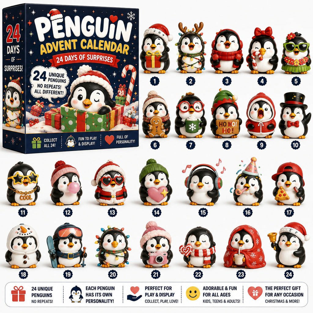 Pinguïn Adventskalender 2026 - 24 Unieke Pinguïnfiguurtjes