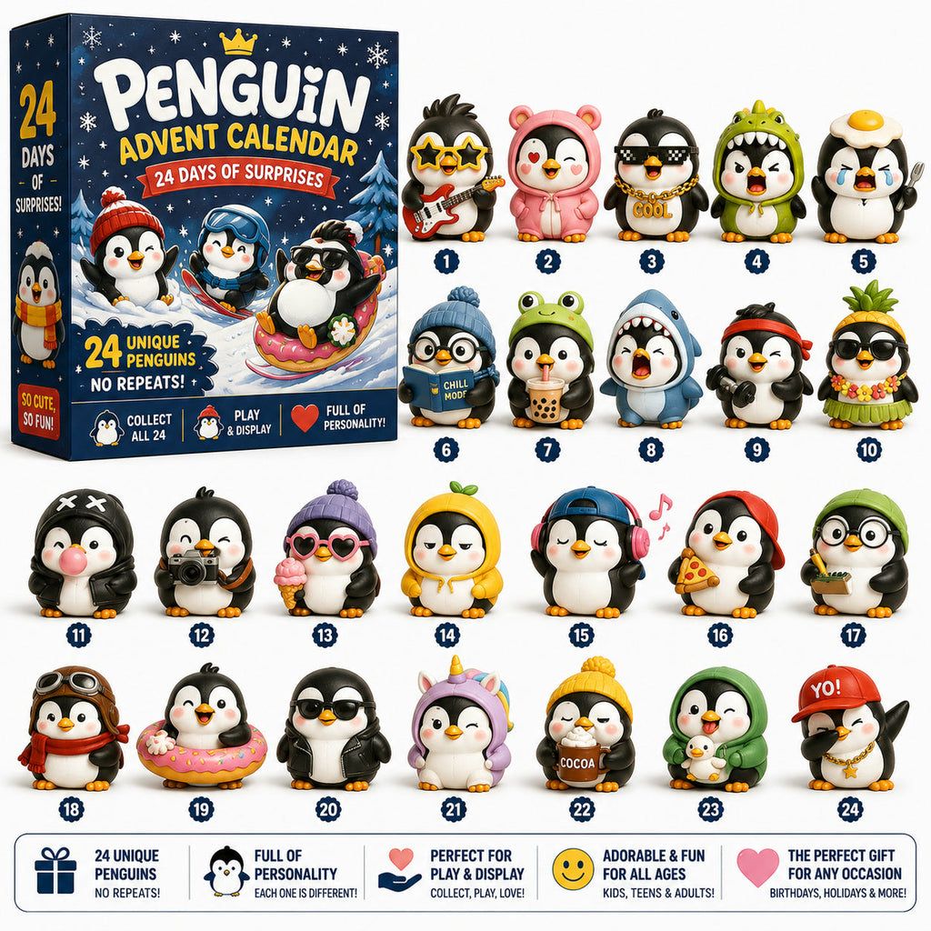 Pinguïn Adventskalender 2026 - 24 Unieke Pinguïnfiguurtjes