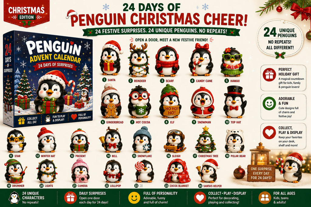 Pinguïn Adventskalender 2026 - 24 Unieke Pinguïnfiguurtjes
