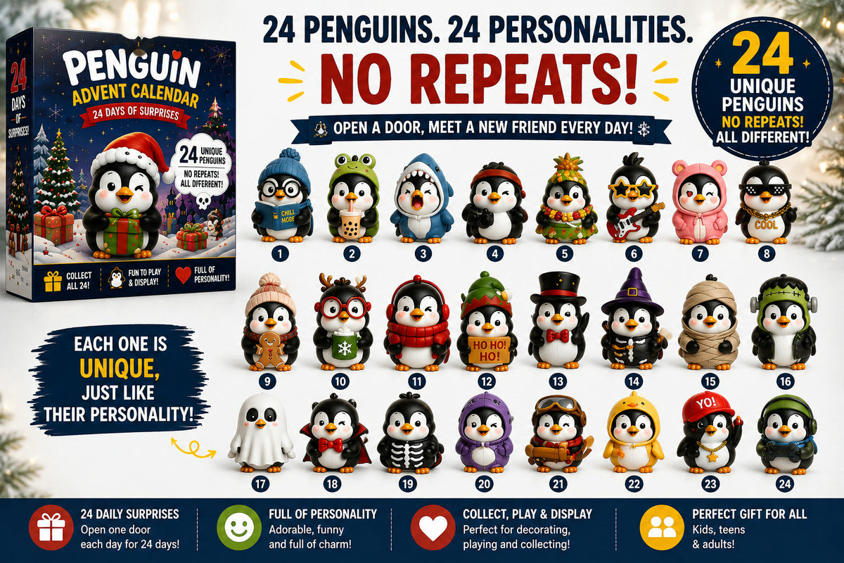 Pinguïn Adventskalender 2026 - 24 Unieke Pinguïnfiguurtjes
