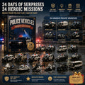 Politievoertuigen Adventskalender 2026 - 24 Acryl Politieauto Ornamenten