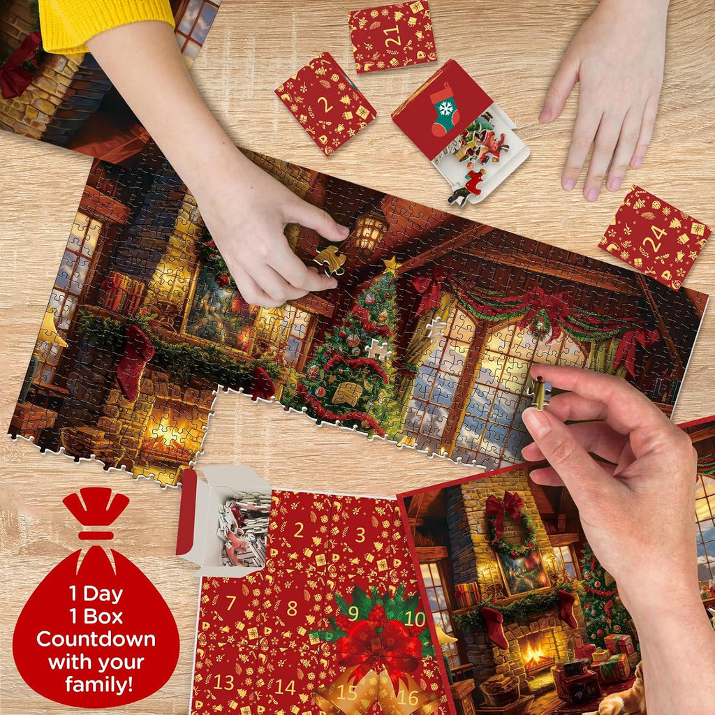 Puzzel Adventskalender 2026 - 24 Dagen, Eén Kerstafbeelding