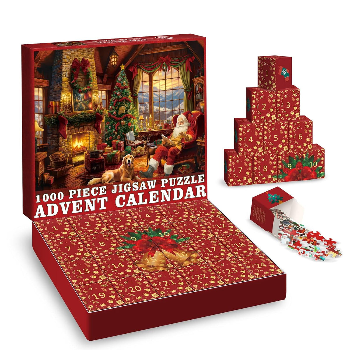 Puzzel Adventskalender 2026 - 24 Dagen, Eén Kerstafbeelding