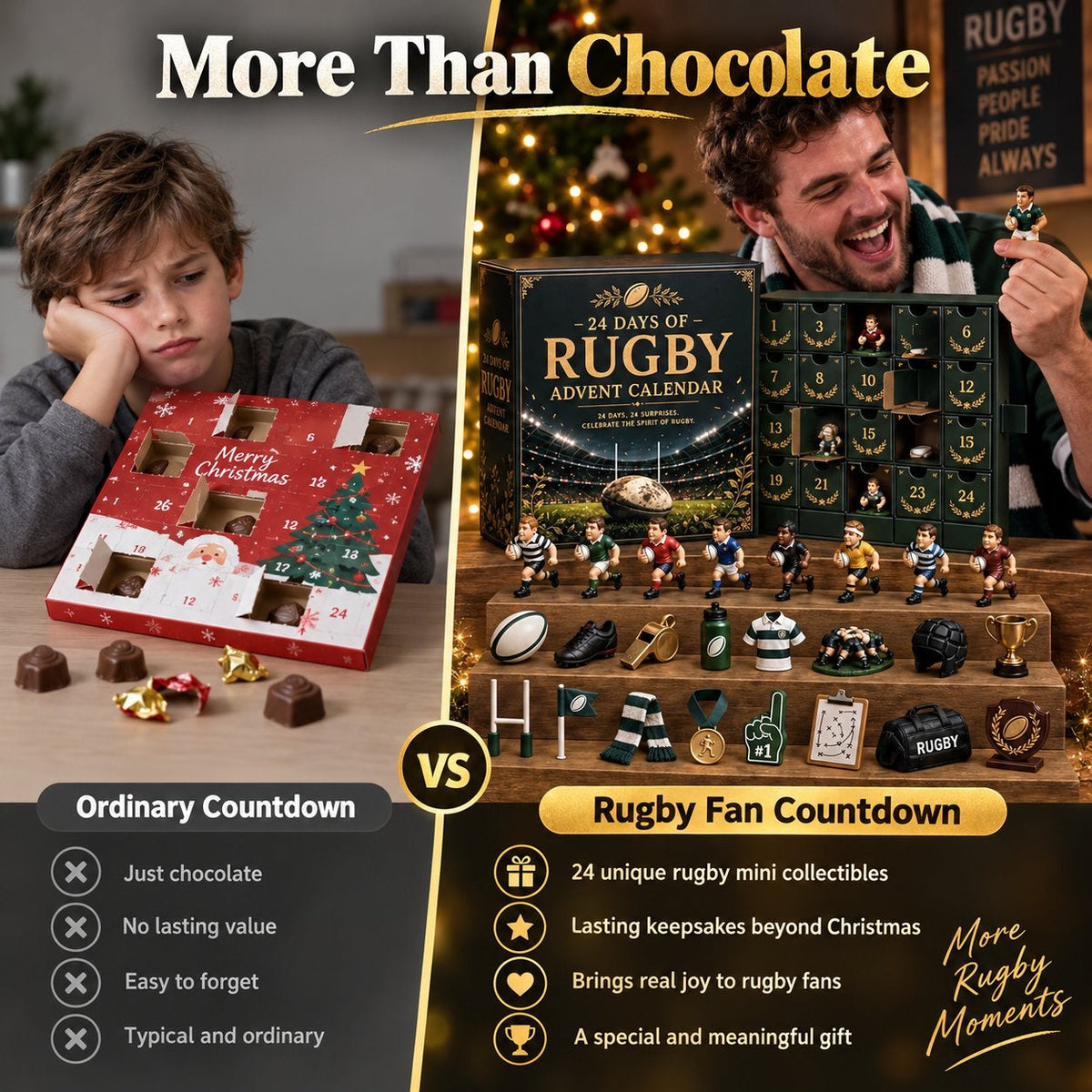 Rugby Adventskalender 2026 - 24 Rugbyminiaturen en Verrassingen