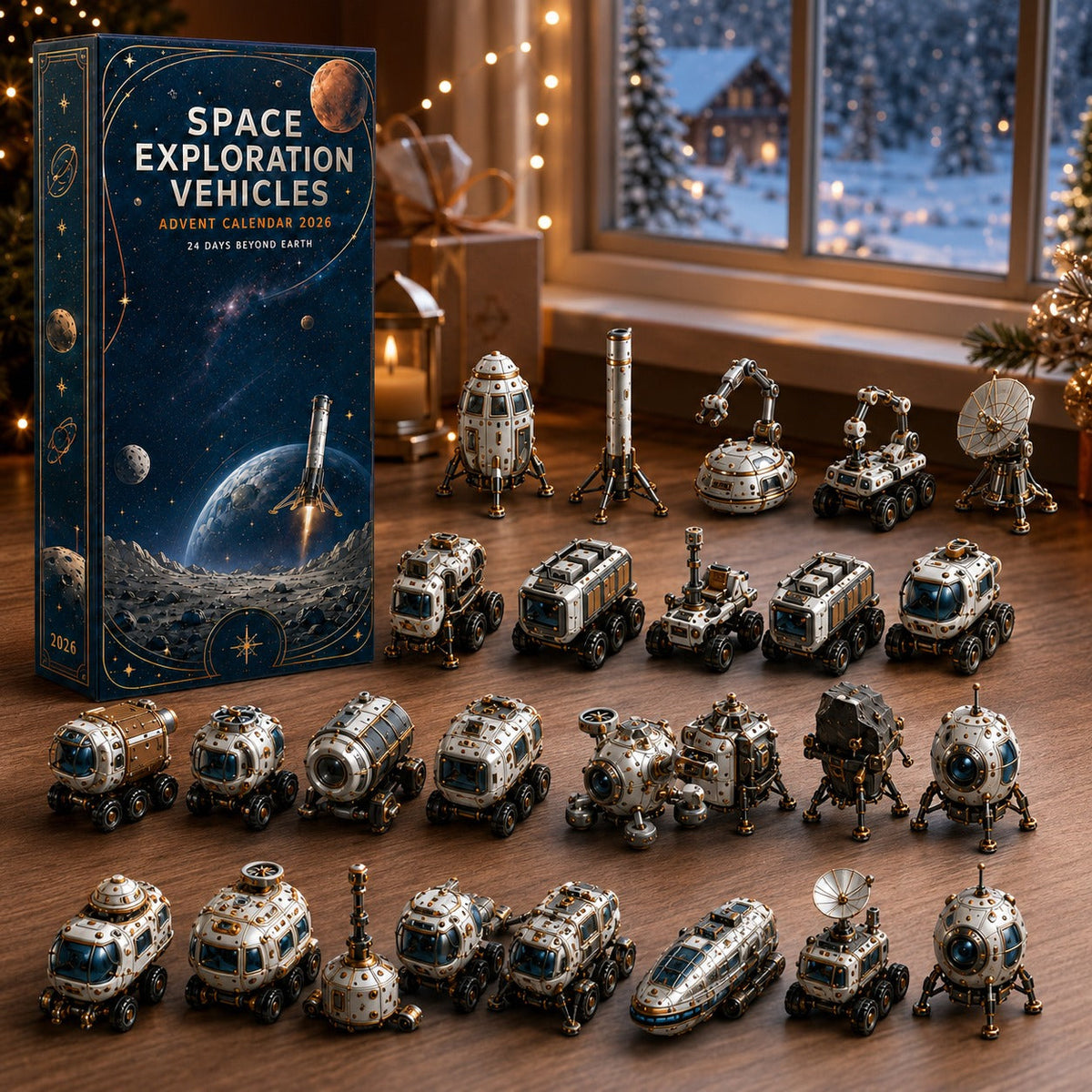 Ruimtevaart Adventskalender 2026 - 24 Miniatuur Raketten en Rovers