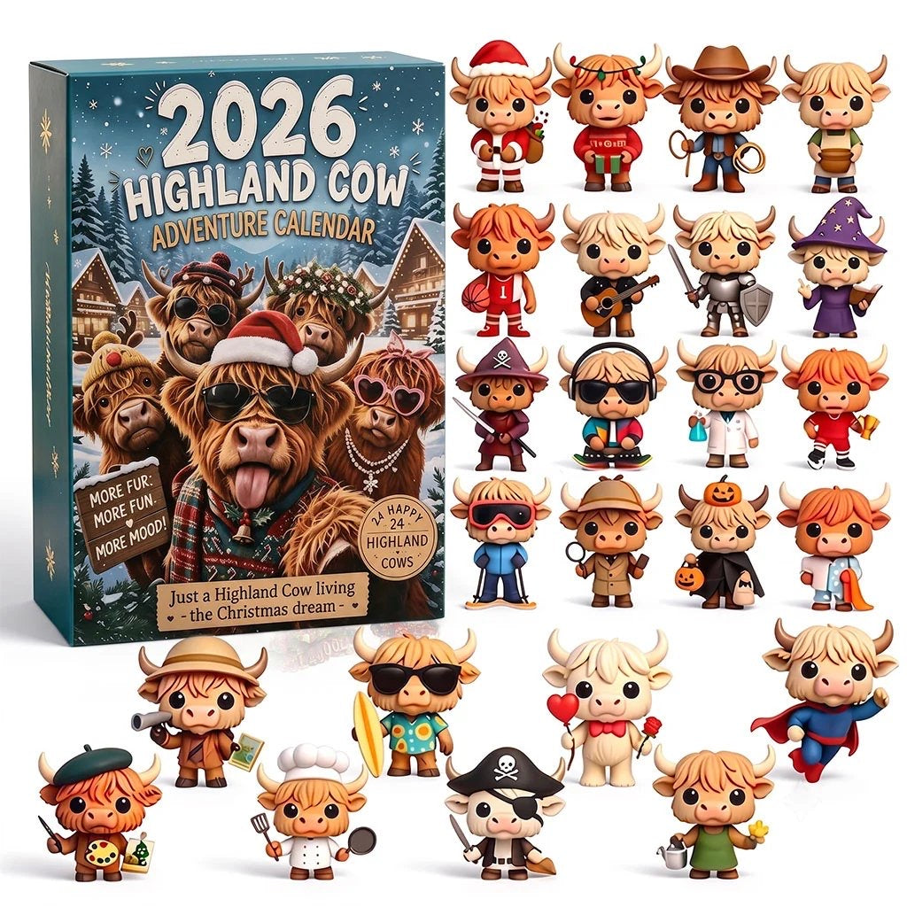 Schotse Hooglander Kerst Adventskalender 2026 - 24 Grappige Figuurtjes