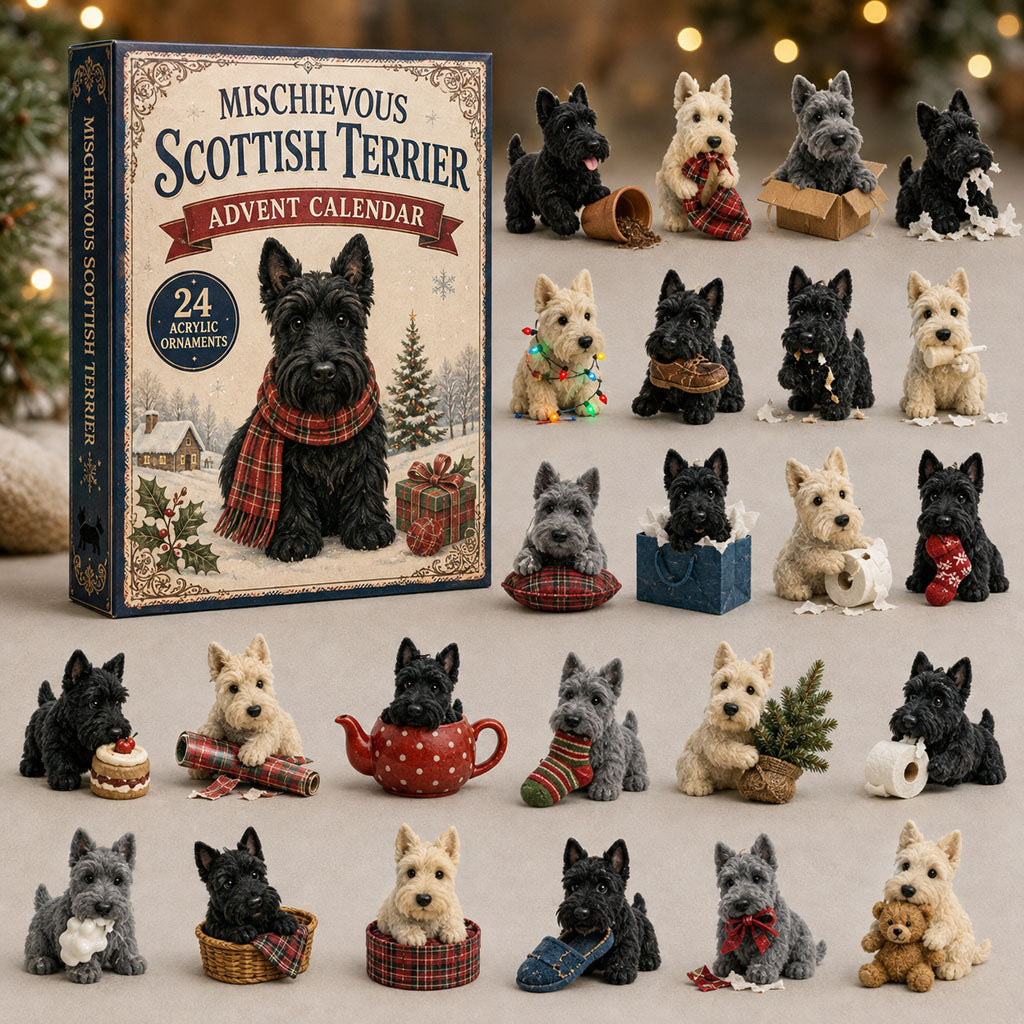 Schotse Terriër Adventskalender 2026 - 24 Scottie Kersthangers