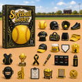 Softbal Adventskalender 2026 - 24 Acryl Bedeltjes, Cadeau voor Softballers