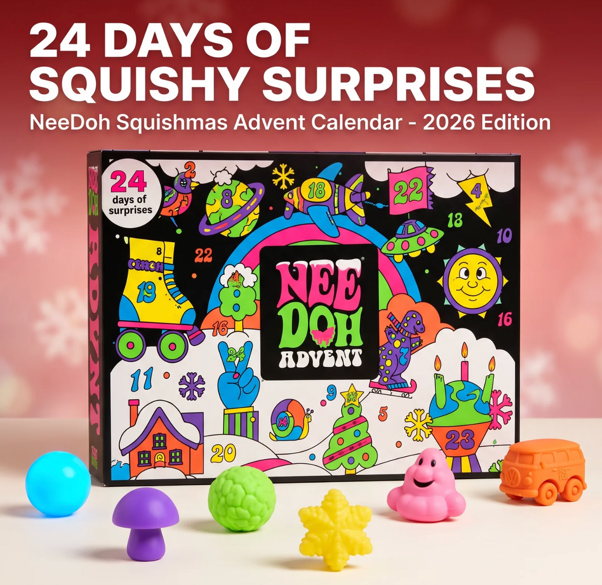 Squishy Adventskalender 2026 - 24 Kerst-Squishies