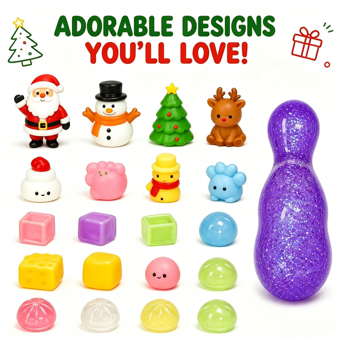 Squishy Dumpling Adventskalender 2026 - 24 Mini Squishies en 1 Grote Verrassing