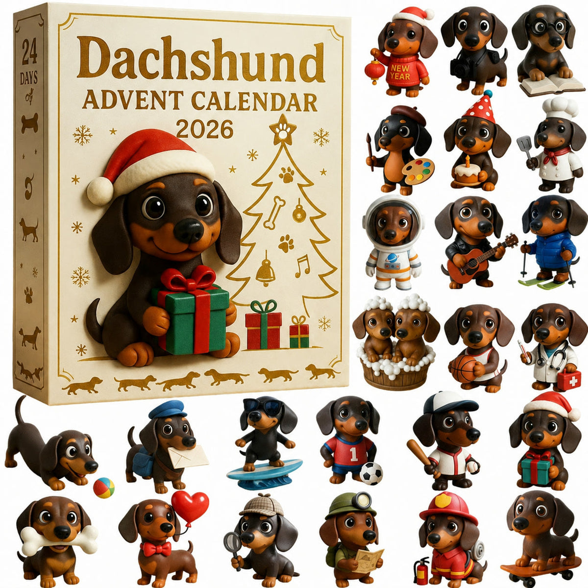 Teckel Adventskalender 2026 - 24 Teckelfiguurtjes