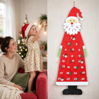 Vilten Kerstman Adventskalender - Herbruikbare Hangkalender met 24 Vakjes