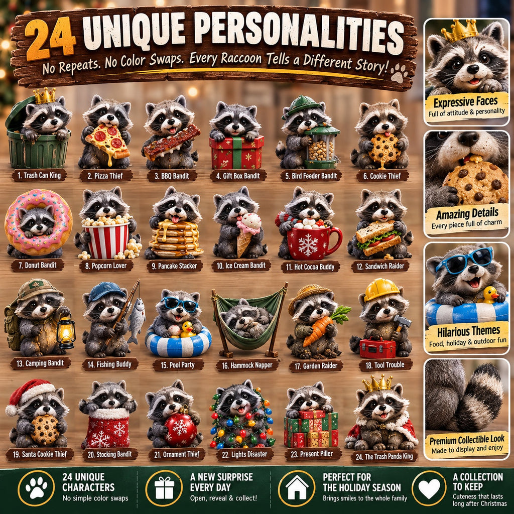 Wasbeer Adventskalender 2026 - 24 Ondeugende Wasbeerfiguurtjes