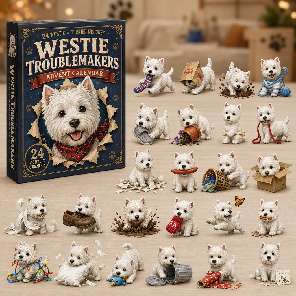 Westie Adventskalender 2026 - 24 Westie Kersthangers