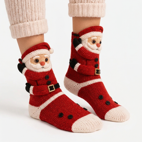 🎅🧦3D Knuffelende Kerstsokken Schattig Wraparound Armen Cozy Festive Sokken🎄