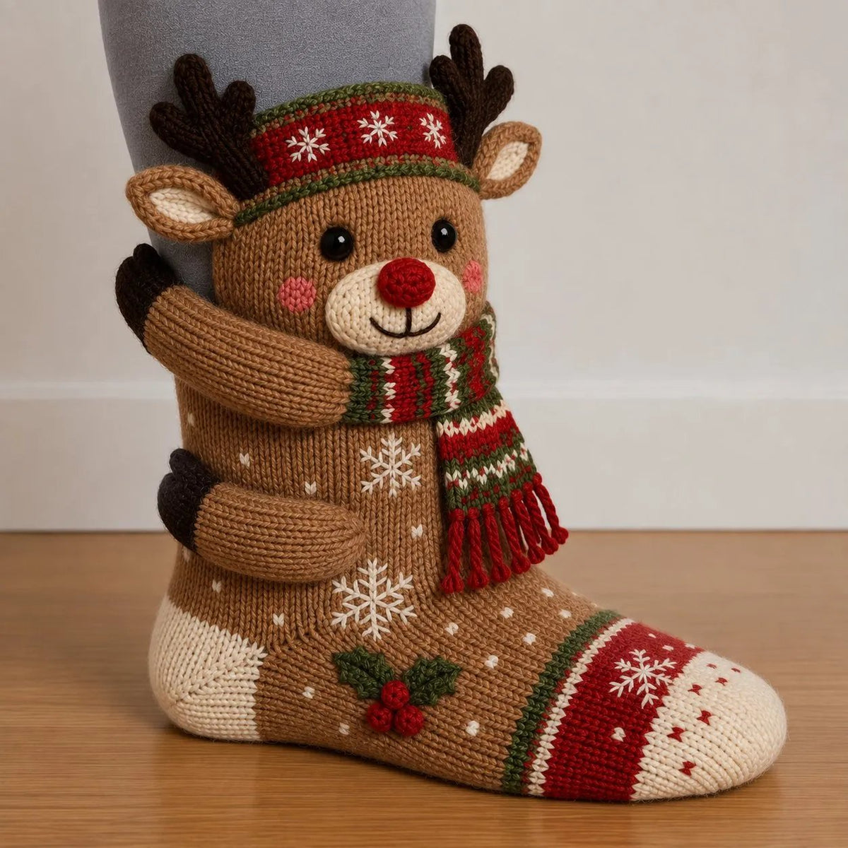 🎅🧦3D Knuffelende Kerstsokken Schattig Wraparound Armen Cozy Festive Sokken🎄 10