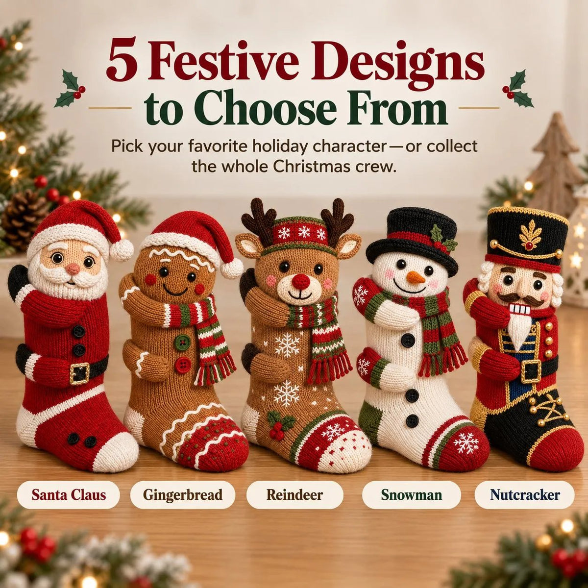 🎅🧦3D Knuffelende Kerstsokken Schattig Wraparound Armen Cozy Festive Sokken🎄 3