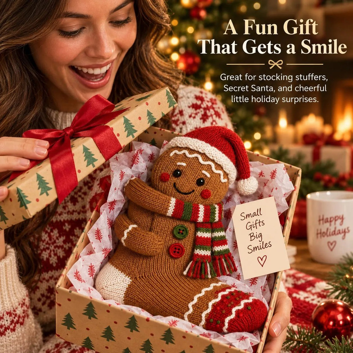 🎅🧦3D Knuffelende Kerstsokken Schattig Wraparound Armen Cozy Festive Sokken🎄 6