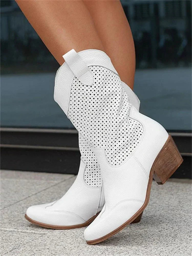 Ademende cowboy enkellaarsjes dames met rits - western stijl