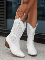 Ademende cowboy enkellaarsjes dames met rits - western stijl