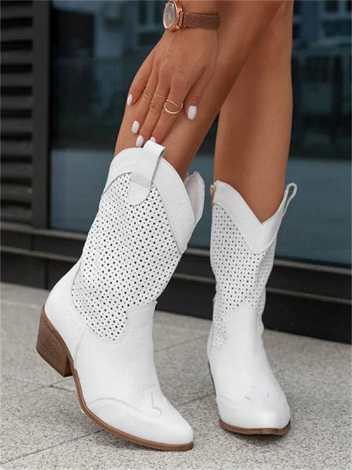 Ademende cowboy enkellaarsjes dames met rits - western stijl