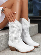 Ademende cowboy enkellaarsjes dames met rits - western stijl