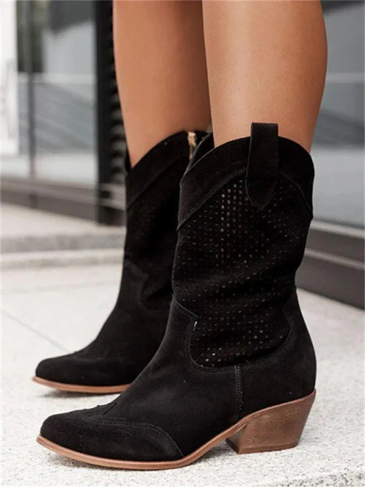 Ademende cowboy enkellaarsjes dames met rits - western stijl