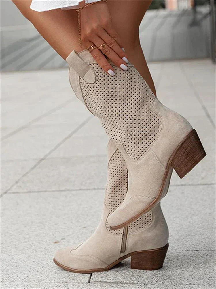 Ademende cowboy enkellaarsjes dames met rits - western stijl