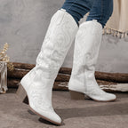 Cowboylaarzen dames kniehoog met rits achter - brede kuit stiksel