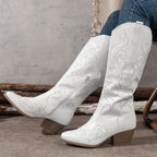 Cowboylaarzen dames kniehoog met rits achter - brede kuit stiksel