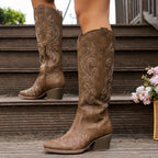Cowboylaarzen dames kniehoog met rits achter - brede kuit stiksel