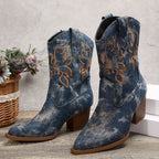 Cowboylaarzen dames met bloemborduursel - halfhoge schacht