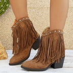 Cowboylaarzen dames met franjes en brede kuit - western stijl